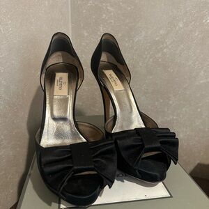 Valentino Black Bow Open Toe Heels